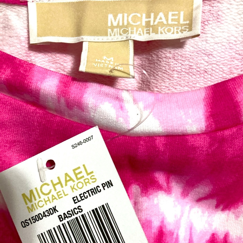 Michael KORS TIE DYE ELECTRIC PINK TOP / SWEATER MEDIUM - Picture 4 of 4